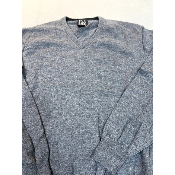 Jos A Bank Wool Sweater XL Italian Merino Wool Mens Gray V Neck Sweatshirt - Picture 4 of 13